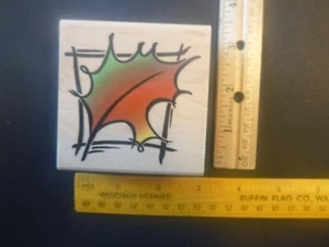 Leaf Square - Wood Mounted Rubber Stamp - Picture 1 of 2