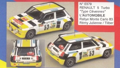 .kit Renault 5 Turbo #53 Rallye Monte Carlo 1983 - Mini Racing kit 1/43 - Photo 1/4