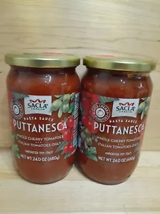 2 PK SACLA ITALIA Whole Cherry Tomatoe Basil Pasta Sauce 24oz NON GMO SOFFRITTO - Picture 1 of 6