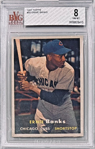 1957 TOPPS ERNIE BANKS CHICAGO CUBS MVP #55 BGS BVG 8 NM-MT