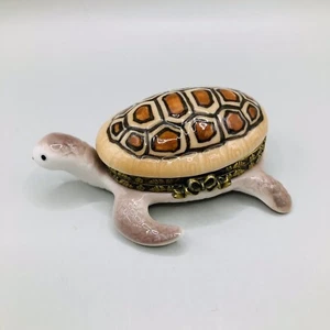 Turtle /Tortoise Porcelain Trinket Box— My Hinged Box Collection By Herco - Picture 1 of 4