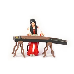 EY 1:64 Painted Figure Mini Model Miniature Diorama Chinese Guzheng Lady Red - Picture 1 of 3
