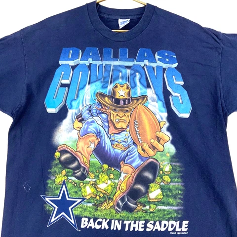 Vintage Dallas Cowboys Back in The Saddle Salem T-shirt Size XL 1993 Blue Nfl Cover