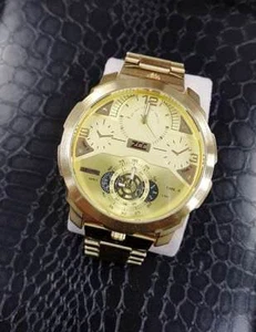 Orologio Da Polso Zcc Time4 Grande Uomo Analogico Data Quarzo Oro Giallo lac - Foto 1 di 1