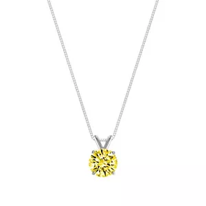 1 Karat erstellt Diamant Rund Schliff Kanarienvogel 14K Weißgold Anhänger 18 Zoll Halskette Kette - Bild 1 von 3