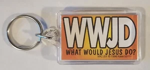 WWJD Key Chain Keyring "What Would Jesus Do?" Keychain New Old Stock Vtg Orange - Picture 1 of 2