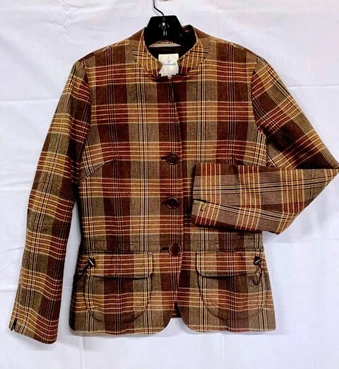 Chaqueta Faconnable France Mujer Marrón Espiga Lana Tweed Ecuestre Clásica 6 Foto 1 de 4