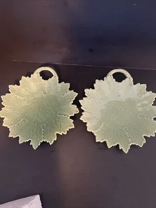 Juego De Colección De 2 Placas Hamersbach Hoja Verde Con Mango Alemania 8.75" Usado - Imagen 1 de 10