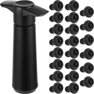 Wine Saver Vacuum Pump with 22 Stoppers Bottle Stopper Black - Picture 1 of 3