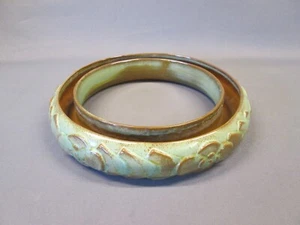 FRANKOMA Pottery Prairie Green 10.75" wide WEDDING RING FLOWER HOLDER Pansy LG - Picture 1 of 5