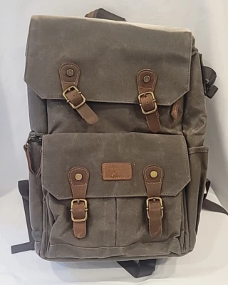 SBS Mochila Mochila de Lona al Óleo Paño Acolchado Dividido para Cámara Portátil Verde Oliva Foto 1 de 4