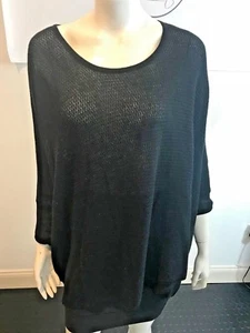 HELMUT LANG 10318 BLACK PERFORATED HOLES COTTON CASHMERE BLEND SWEATER SZ P/S - Picture 1 of 4