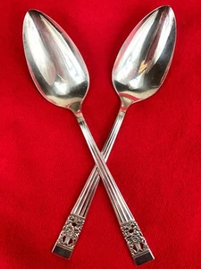 Community CORONATION Serving Spoons 8 1/8" Silverplate Flatware 2X Tablespoons - Picture 1 of 4