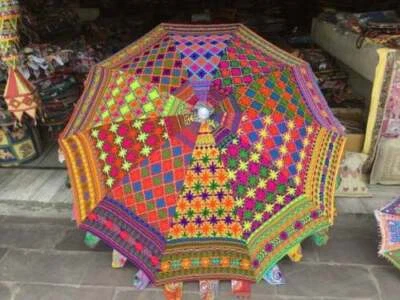 Garden Parasol Hippie Embroidered Indian Outdoor Sun Shade Patio Umbrella 72" - Imagem 1 de 4
