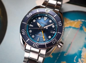 Seiko Prospex Sumo GMT Diver's Watch 45mm Solar Aqua Blue - SFK001J1 - BRAND NEW - Picture 1 of 16