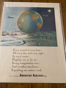 Vintage 1946 American Airlines Earth Over Snow ad - Picture 1 of 1