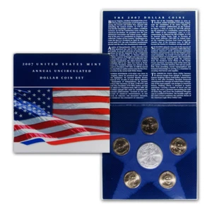 2007 6-Coin U.S. Mint Annual Uncirculated Dollar Set Silver Eagle - Picture 1 of 3