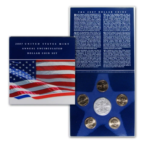 2007 6-Coin U.S. Mint Annual Uncirculated Dollar Set Silver Eagle Cover