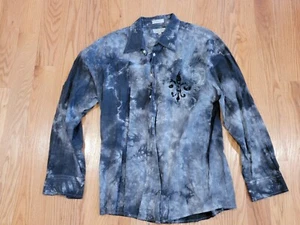 Eighty Eight Platinum Mens XXL Acid Wash Black Textured Shirt Details - Picture 1 of 3