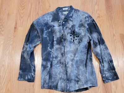 Eighty Eight Platinum Mens XXL Acid Wash Black Textured Shirt Details - Image 1 of 3