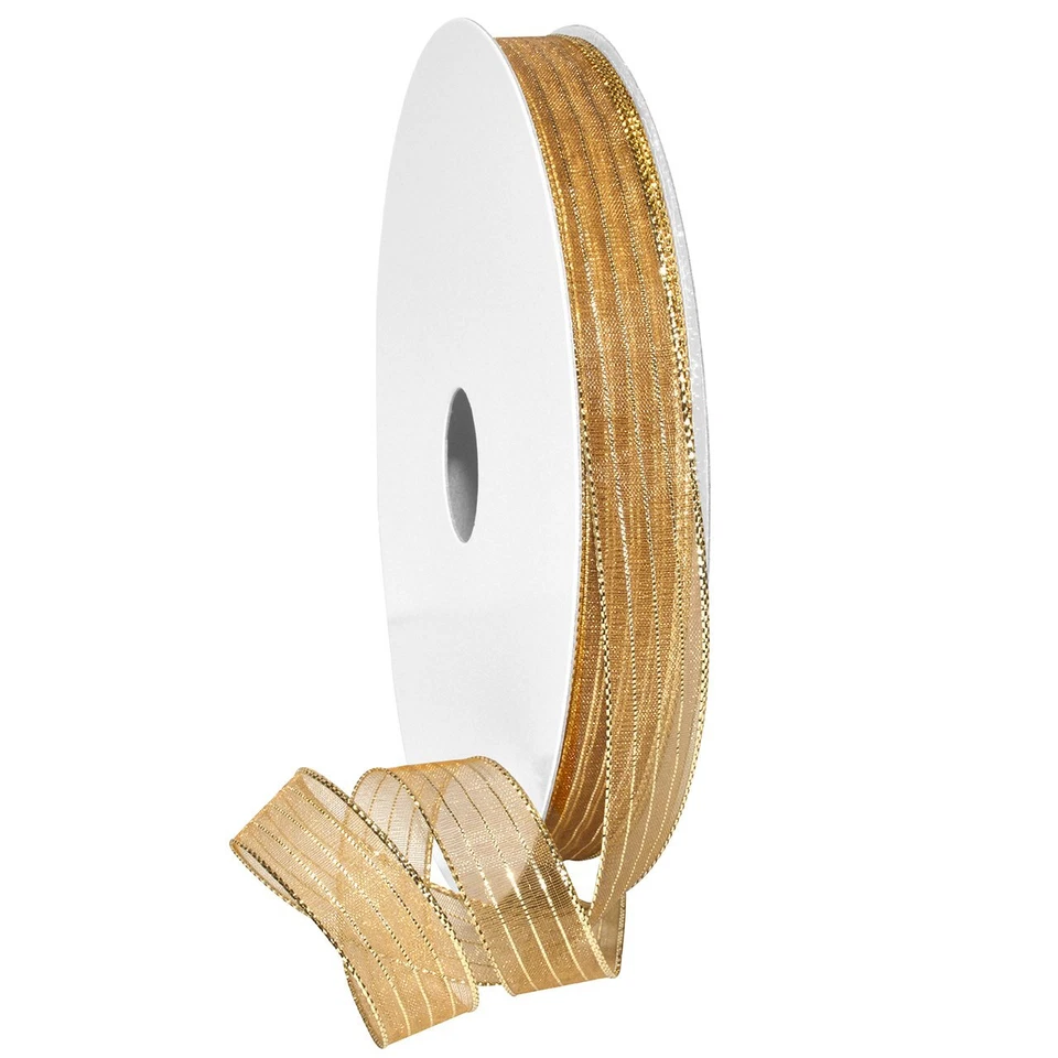 Harmony Metallic Ribbon Gold 5/8" x 50 Yards for Gift Wrapping and DIY Sewing - Image 1 of 1