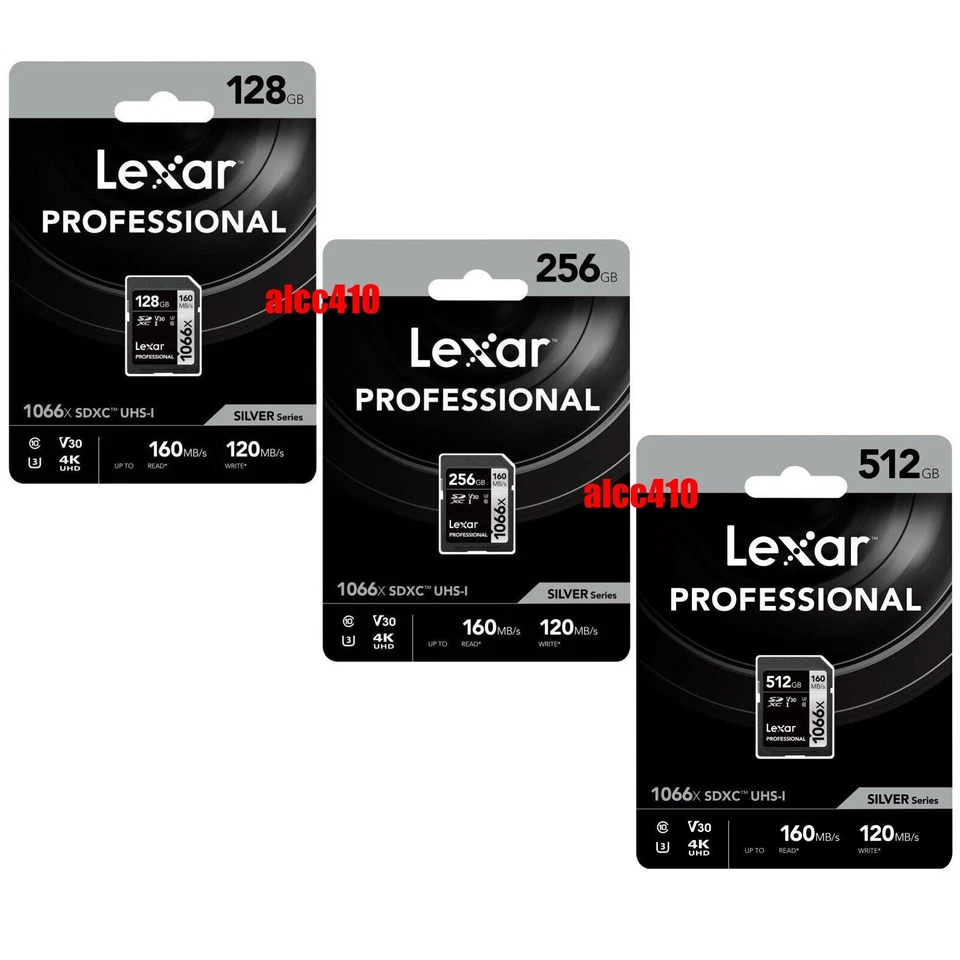 Lexar 32GB 64GB 128GB 256GB 1066x 160MB/s SD SDHC SDXC Card Class 10 UHS-I U3 - Image 1 of 1