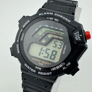 Nice Asymmetrical Digital Quartz Watch Men 30m Black Alarm Chrono New Battery - Picture 1 of 6