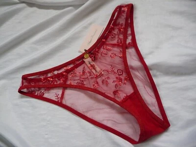 10, Agent Provocateur Zadi Brief, malla bordada transparente, rojo, AP talla 3, NUEVO Foto 1 de 4