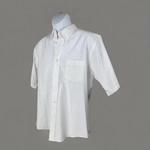 Bill Blass Signature Short Sleeve Button Down Cotton White Mens Large - Picture 1 of 10