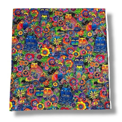 Fanciful Felines by Laurel Burch Clothworks Fabric 22.5x42” Multicolor Flowers - Image 1 of 4