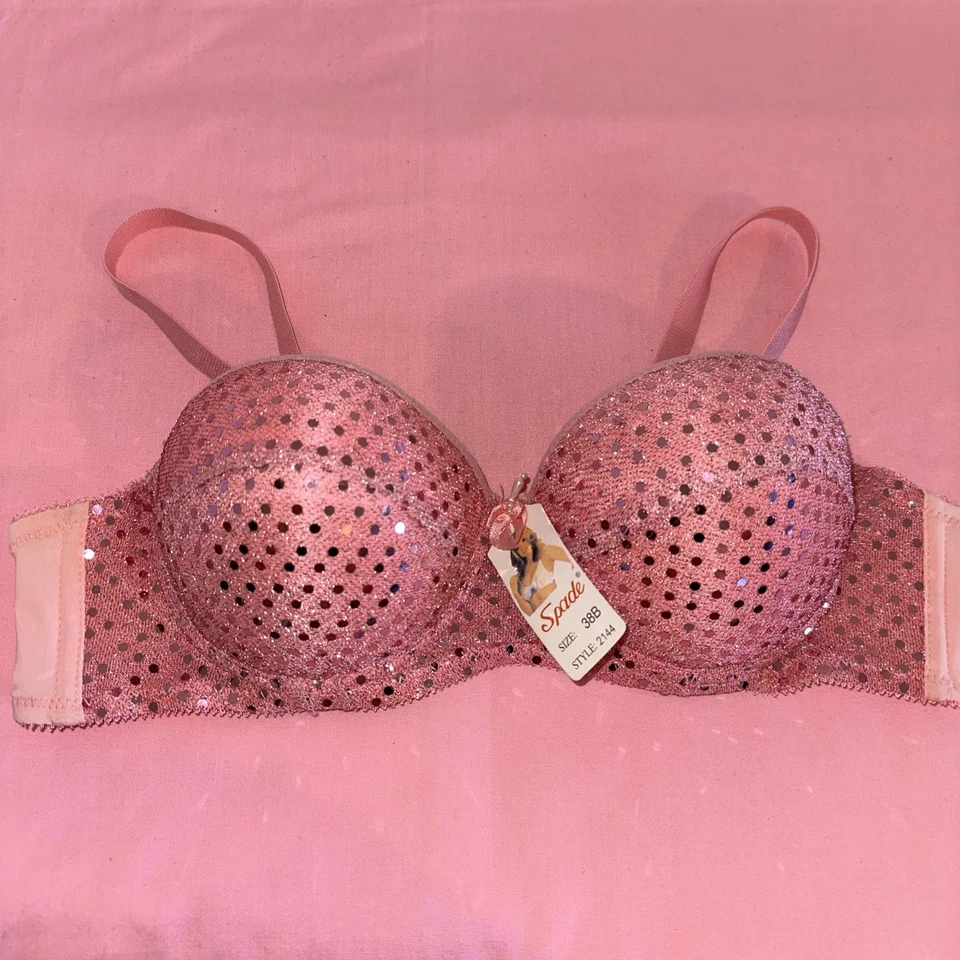 Sutiã lantejoulas rosa 38B novo com etiquetas - Imagem 1 de 2
