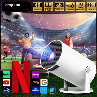CFRIATO Portable Mini Projector 4K Dual WiFi 6 Bluetooth BT5.0 Android 12 Home Theater