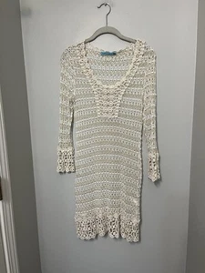 Solitaire Swim Women's Size Medium Cover Up Ivory Beige off white gold EUC  - Picture 1 of 4