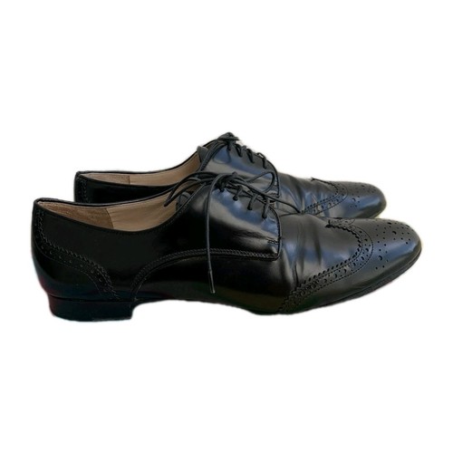 Scarpe eleganti Prada Oxford Brogue in pelle nera taglia EU 40 7 US Made in Italy