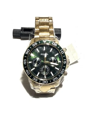 FOSSIL Bannon Mens Multifunction Watch Dark Green Dial Gold Stainless Steel Band - image 1 of 2