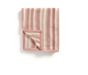 Mothercare Pink Blanket Stripes 70x90cm knitted cotton New - Picture 1 of 5