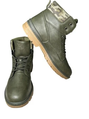 Botas masculinas XRAY verde camuflado tamanho 13 verde exército casual tornozelo botas com cadarço - Imagem 1 de 4