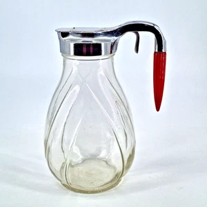 Glas Teig Krug Federal Art Deco rot Bakelit Griff 8,75" hoch MCM Vintage - Bild 1 von 13