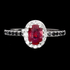 925 Sterling Silver Ring Oval Ruby 7x5mm Spinel Natural Gemstone Jewelry Size 7 - Picture 1 of 14