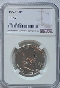 1959 Franklin Half Dollar 50c, NGC PR67 - Picture 1 of 2