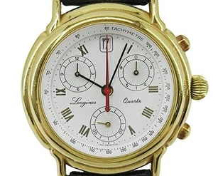 LONGINES Grand Classic Chronograph Used Watch 7174 Gold White Black - Picture 1 of 3