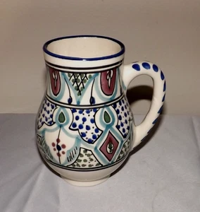 Le Souk Ceramique Tunisia Stoneware Coffee Mug Cup Hand Painted - Picture 1 of 6