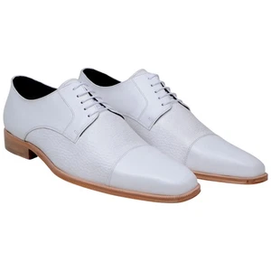 Studio Belvedere Alexander White Italian Deerskin Cap Toe Derby (USA Men Size) - Picture 1 of 6