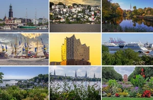 9 Postkarten Ansichtskarten Hamburg: Bilder Fotos Hafen Alster Blankenese AIDA - Picture 1 of 10