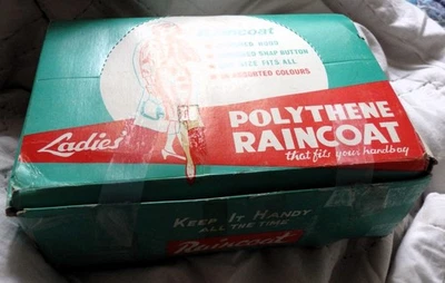 Vintage Ladies' Polythene Full Length Raincoat Full Original Box - 10 Packs NEW - Image 1 of 2