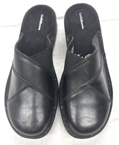 Women New Croft&Barrow Black Leather Back-Open Slip-On Flat Shoes Size 8.5 M - Picture 1 of 4