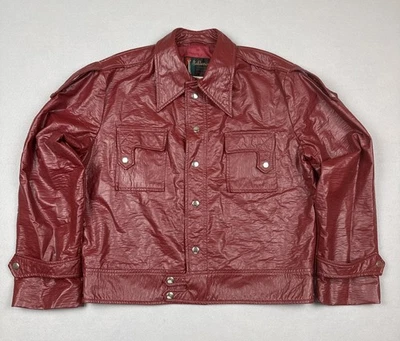Vintage Baldassini Jacket Men’s Large Red Faux Leather 80s Trucker Waterproof - Image 1 of 4