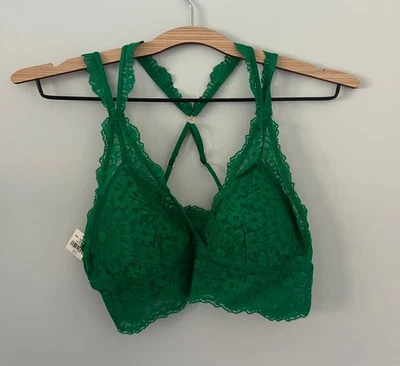 Aerie  Size Small Green Fa La Lace Padded Bralette Bra Strappy NEW - Image 1 of 4