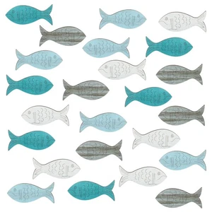 24 Pezzi Decorazione Parete Pesci in Legno Spiaggia Nautica Decorazione Parete, Legno Pesce Arte Appendere... - Foto 1 di 6