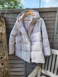 HOBBS Beautiful Hooded Puffer Jacket Pale Grey Size 18 - Picture 1 of 6